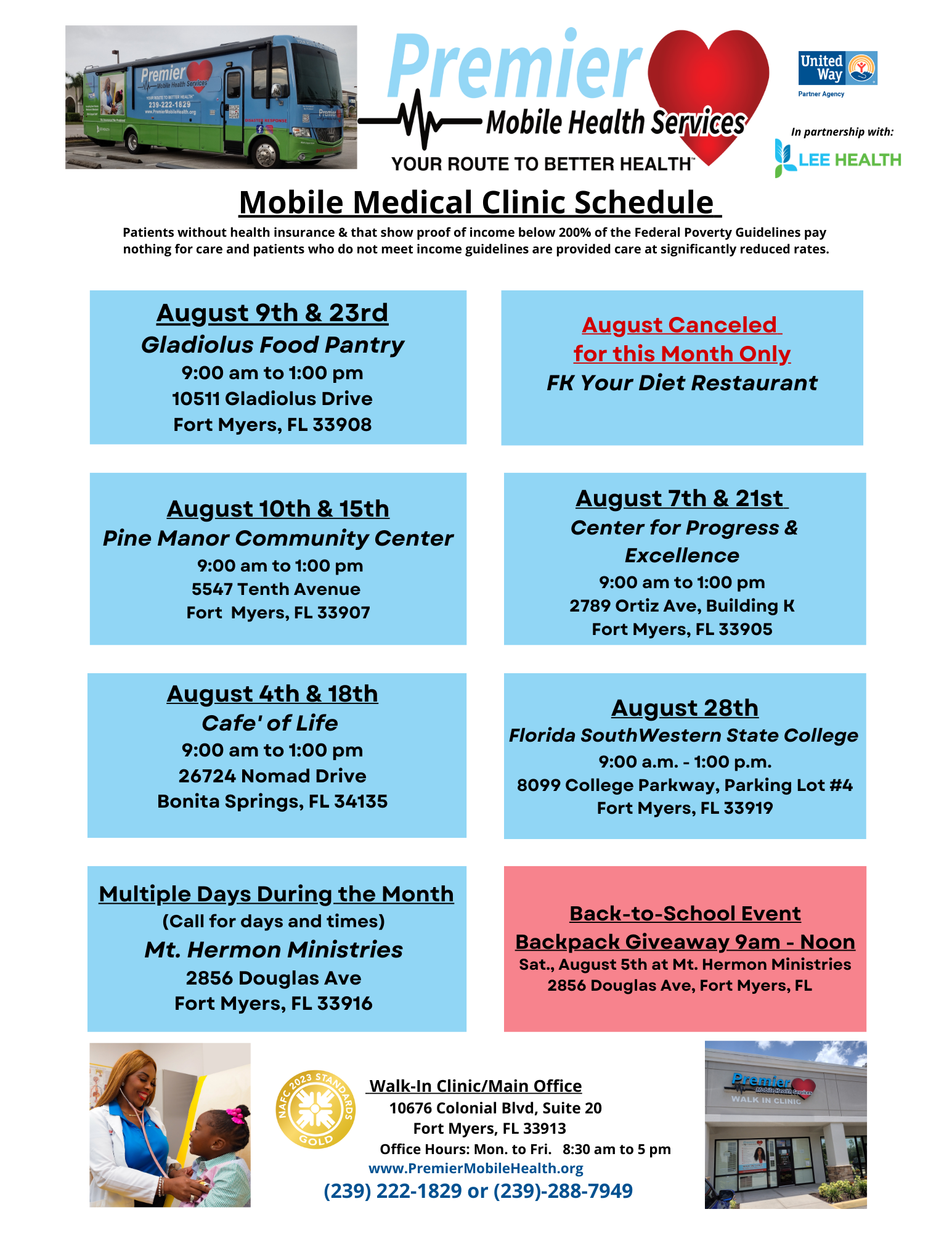 Mobile Clinic Schedule Premier Mobile Health Services