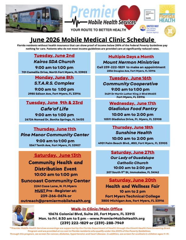 june 2026 english mobile medical clinic schedule