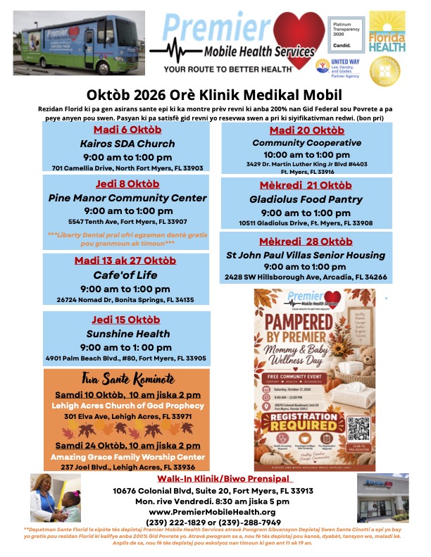 october 2026 creole mobile medical clinic schedule